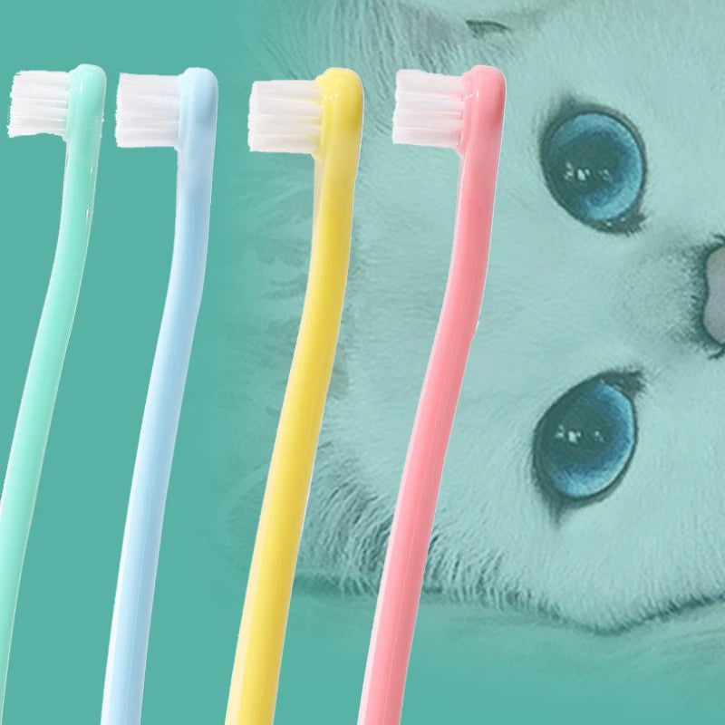 Escova de dentes para limpeza de animais de estimação, 4 unidades, remoção de mau hálito, limpeza de boca, escova de dentes de plástico, cuidados dentários para cães, suprimentos para gatos