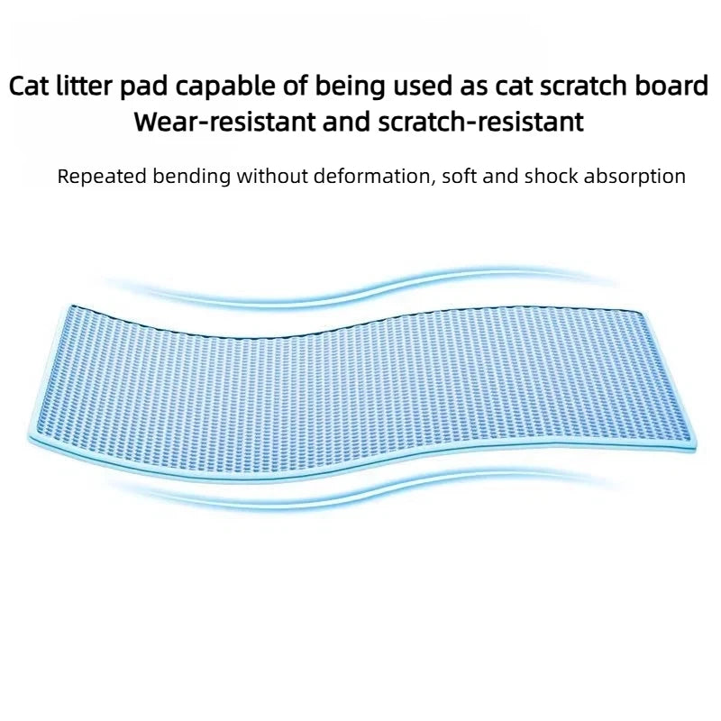 Tapete para Areia de Gato com Design de 2 Camadas, Tecnologia Premium de Retenção de Areia, Base Impermeável, Protetor de Piso Antiderrapante para Gatos de Interior