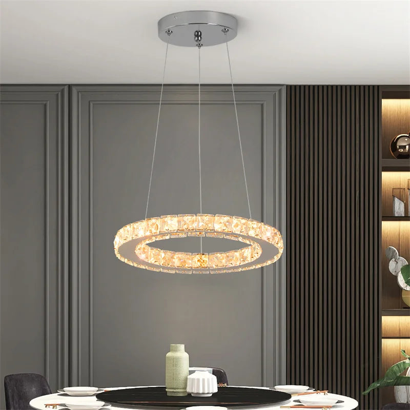 Led anel de luxo luzes pingente para sala estar jantar lustre moderno decoração casa lâmpada do teto nordic luminária lustre