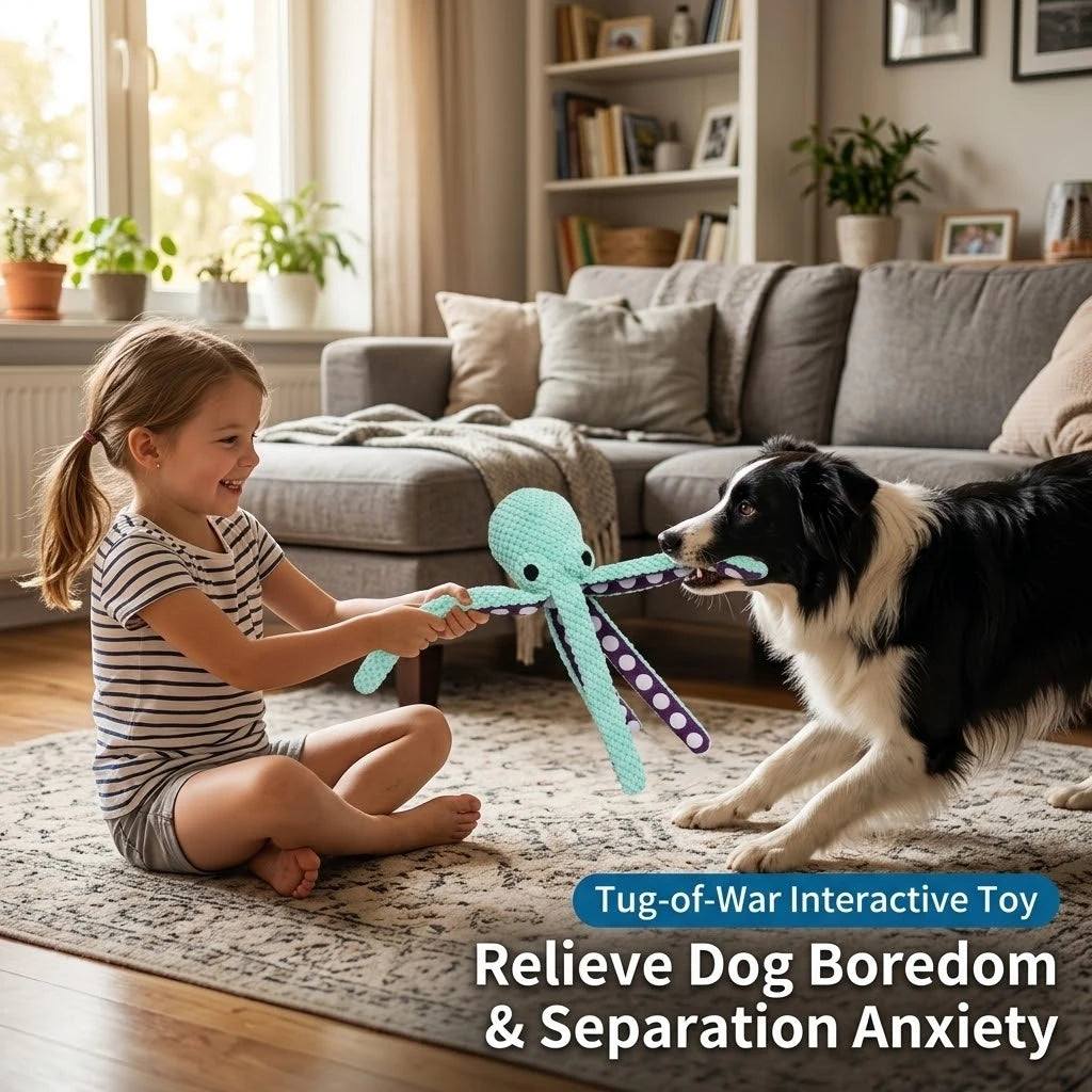 Brinquedo de Pelúcia Interativo para Cães, Polvo com Som e Tentáculos Crocantes, Brinquedo de Mastigar em Formato de Abacaxi com Apito e Som de Crocante, para Cães Pequenos e Médios