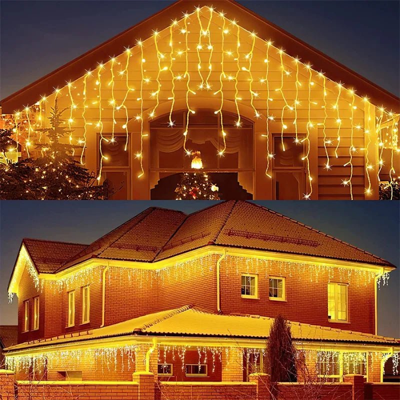 Decoração de Natal 2024 Led Lights Outdoor Street Garland 8/12M Waterproof Connector Icicle Light Ano Novo 2023 Decor para Casa,arvore de natal,cortinas,luzes de natal,natal decoração,pisca pisca de natal - Kasa & Pet