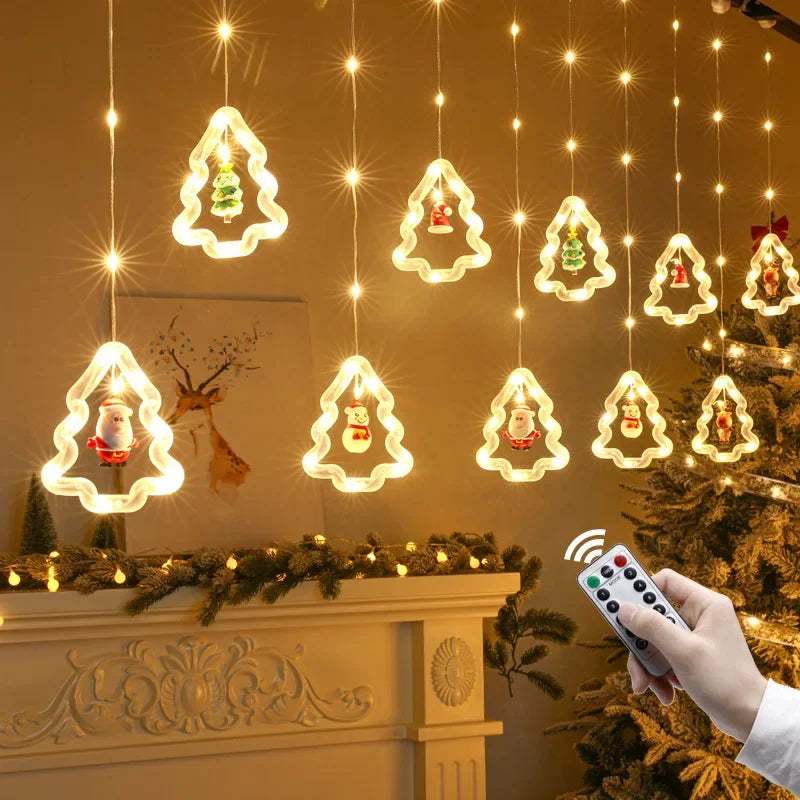 Natal LED Strip Lights para decoração do quarto, lâmpada guirlanda, plugue USB, quarto, sala de estar, janela