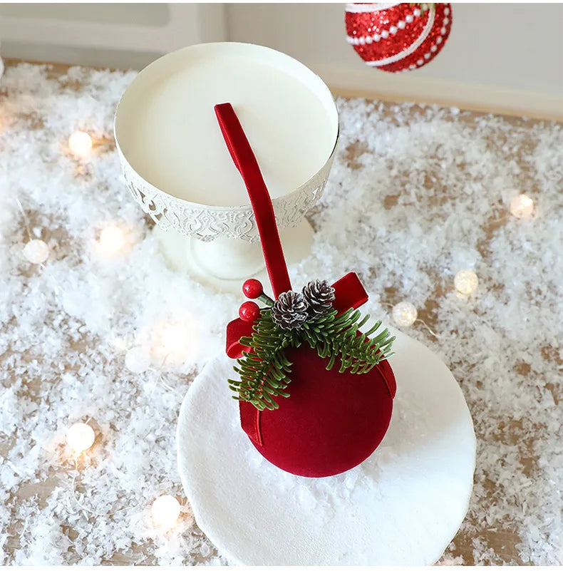 Enfeites de Natal em Veludo Vermelho, Bolas Flocadas, Sinos, Pingentes, Laços, Decoração para Casa, Presentes para Festa de Natal e Ano Novo