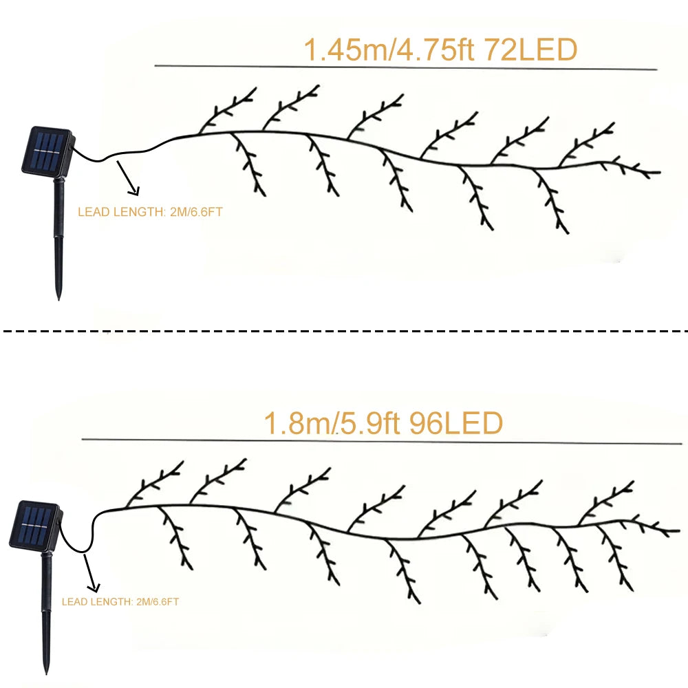 Lâmpada de Ramo de Árvore com 96 LEDs, Decoração de Parede para Quarto, Luz de Faixa em Forma de Galho de Salgueiro, 8 Modos de Iluminação, Luz de Ambiente DIY, Iluminação para Casa