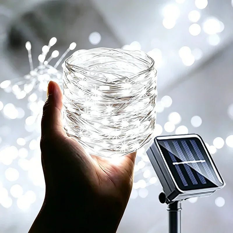 Luzes de Natal à Prova d'Água com 8 Modos, Luzes de Fada em Cordão, LED Alimentado por Energia Solar para Decoração de Árvore, Pátio, Quintal e Jardim Externo