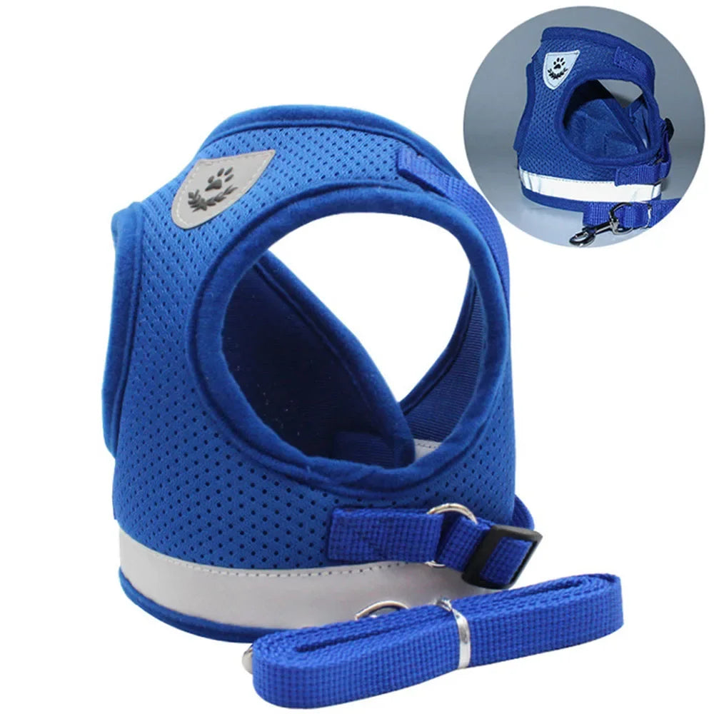 Conjunto de Coleira para Gato, Colete Ajustável Refletivo Anti-Fuga, Coleira para Cães Pequenos, Suprimentos para Filhotes e Gatos