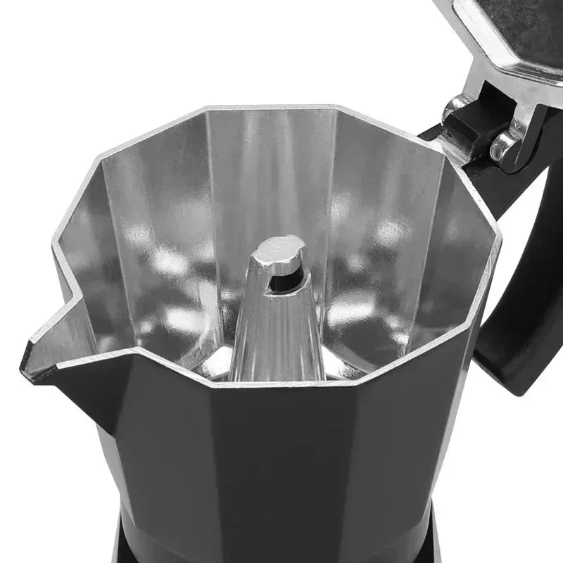 Cafeteira elétrica de alumínio 220v 300ml, estilo italiano, com plugue europeu, para uso doméstico, rápida e conveniente.
