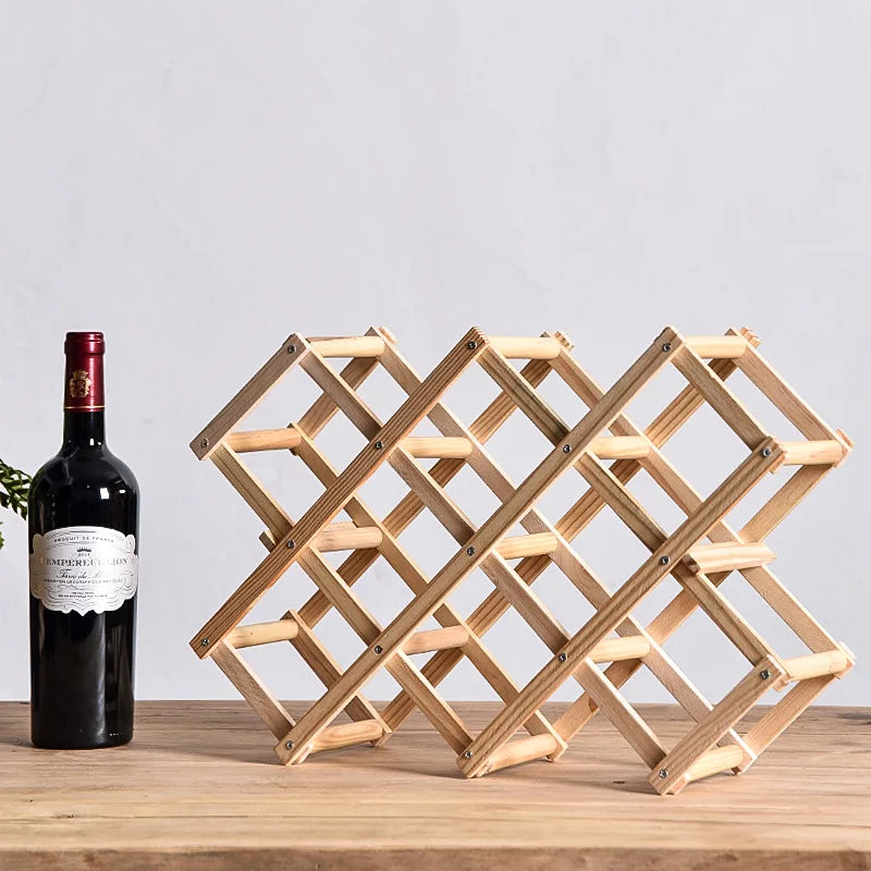 Dobrável Cremalheira De Vinho De Madeira, Prateleira De Armazenamento De Vinho, Suprimentos De Decoração Doméstica, Instalação Gratuita, 3-10 Garrafas