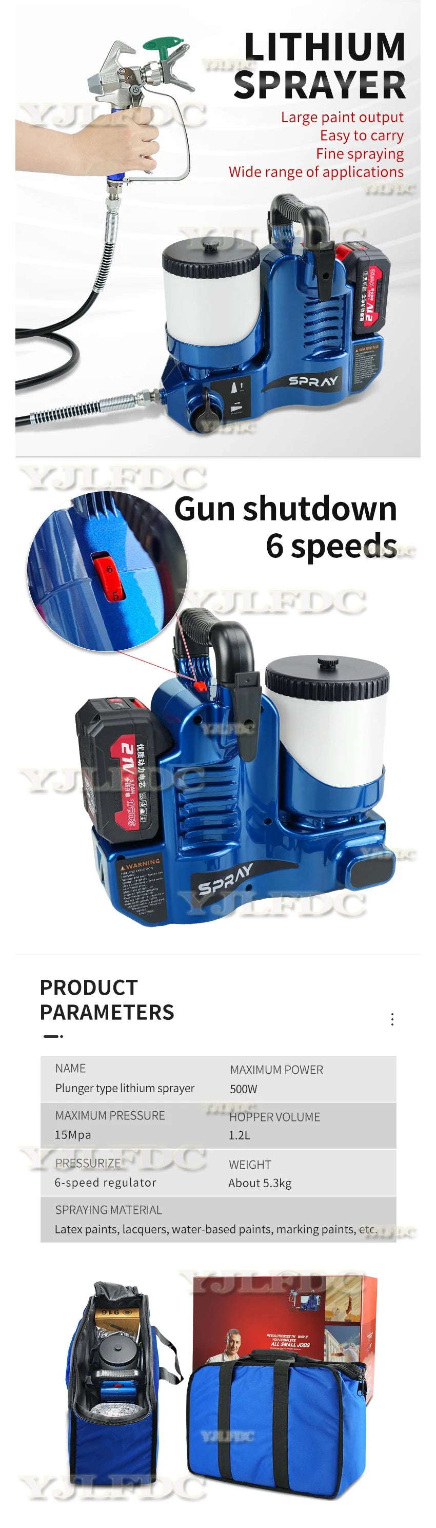 Pulverizador mal ventilado de alta pressão, pulverizador elétrico de tinta, bateria de lítio recarregável, estilo mochila pequena, portátil