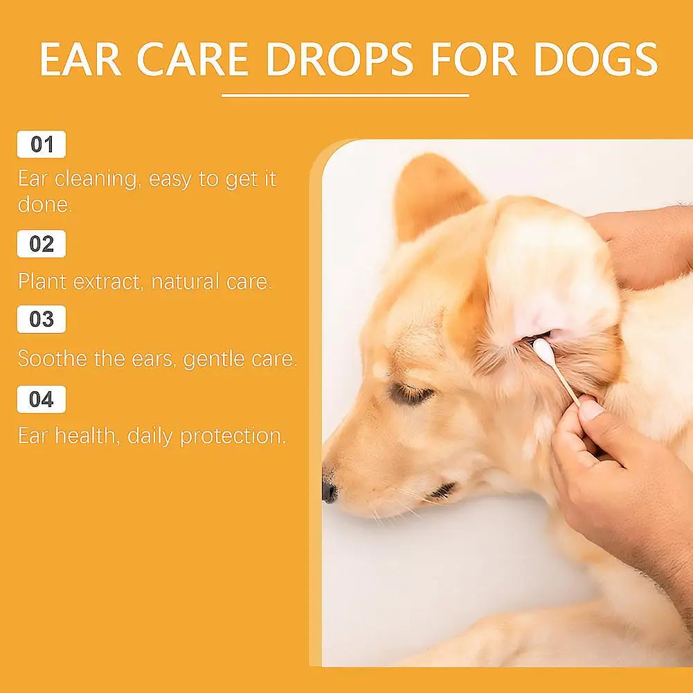 Gotas para ouvido de animais de estimação, 60ml, dissolvem cera de ouvido, removedor de odor, anti-coceira, natural, não irritante