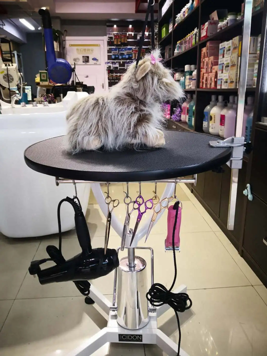 Cães de pelúcia para animais de estimação e gatos, modelagem de beleza, levantamento pneumático, mesa redonda rotativa, mesa de beleza, mesa cosmética
