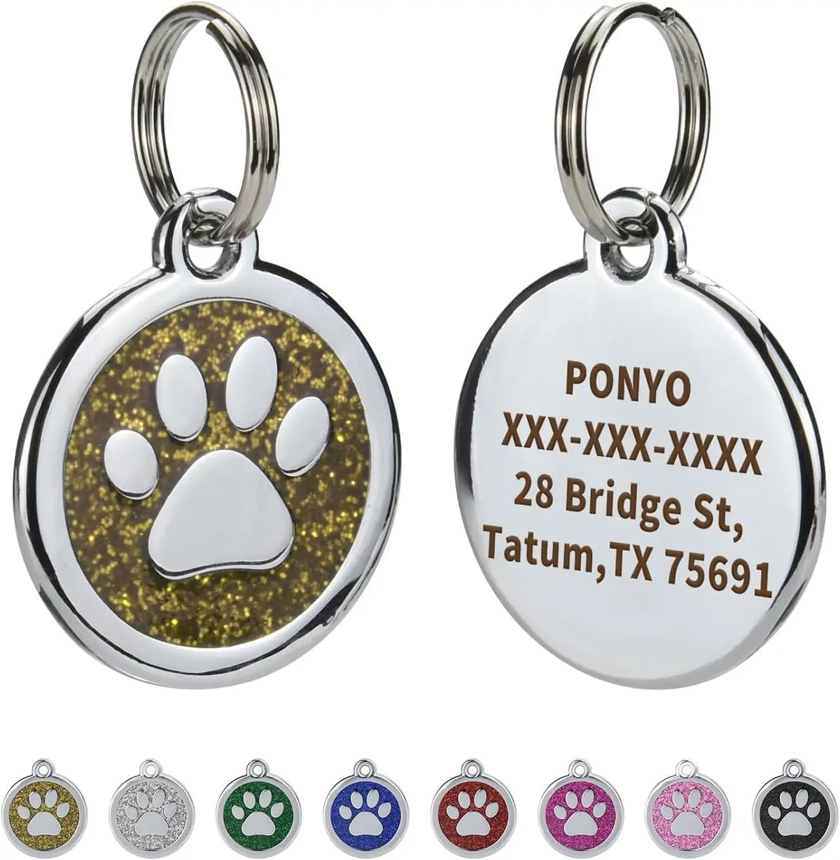 Etiquetas de Identificação para Animais de Estimação com Gravação Gratuita, Pingente Anti-perda para Coleira, Tag Personalizada com Nome de Cachorro, Decoração de Pata de Gato, Produto Personalizado Kasa & Pet