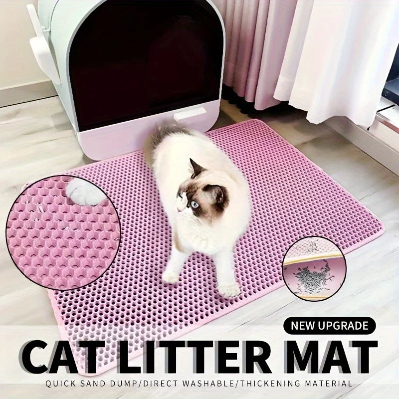 Tapete de areia para gatos de tamanho grande, design avançado de favo de mel de camada dupla, urina à prova d'água, fácil limpeza, controle de dispersão, permanece a limpeza, 1 peça