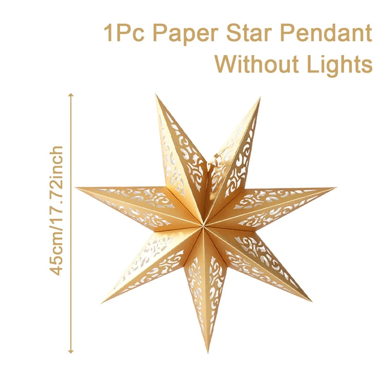 Estrela oca pendurado pingentes ramadan decoração 2024 para casa navidad natal noel presentes enfeites de natal ano novo 2024