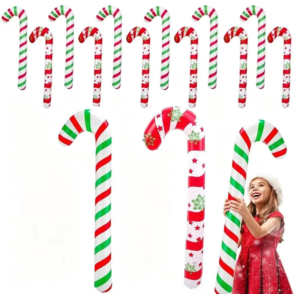 2 unidades de balões infláveis em forma de bengala de Natal, decorações festivas para a casa, presentes de Natal, Ano Novo.
