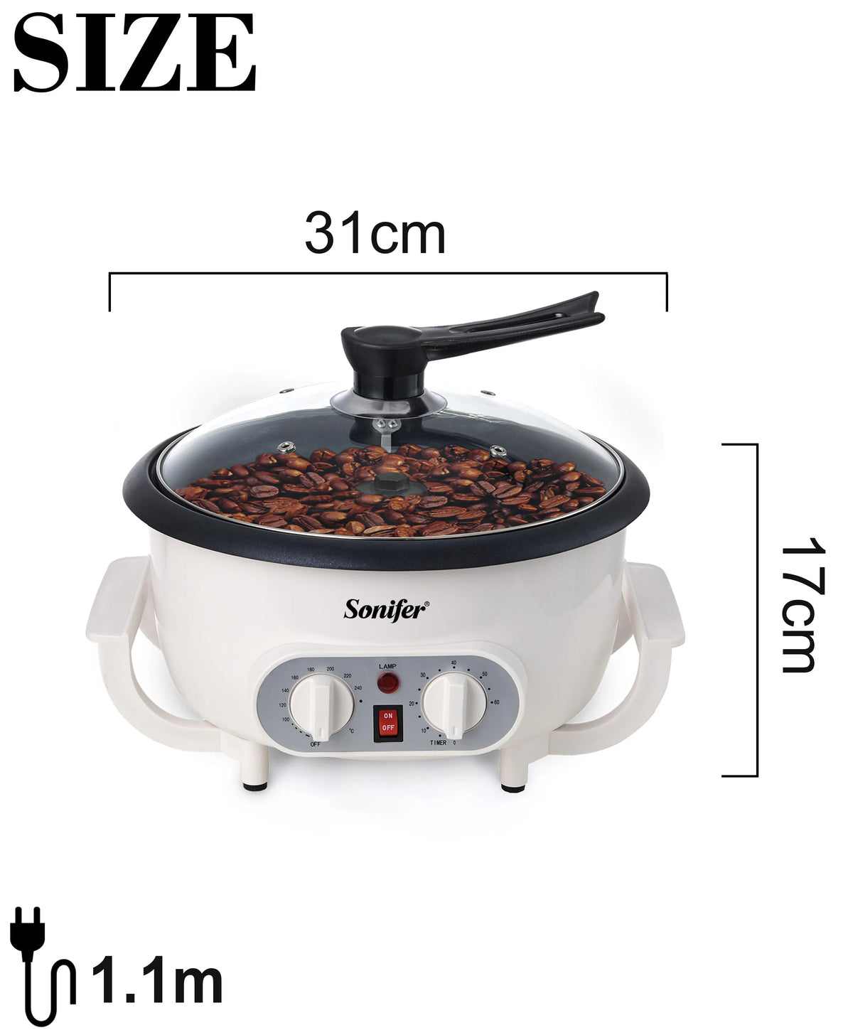 Sonifer-Elétrica Torrador De Feijão De Café, Cozimento Fogão, Pipoca Make Dryer, Secagem De Grãos, Feijão De Amendoim
