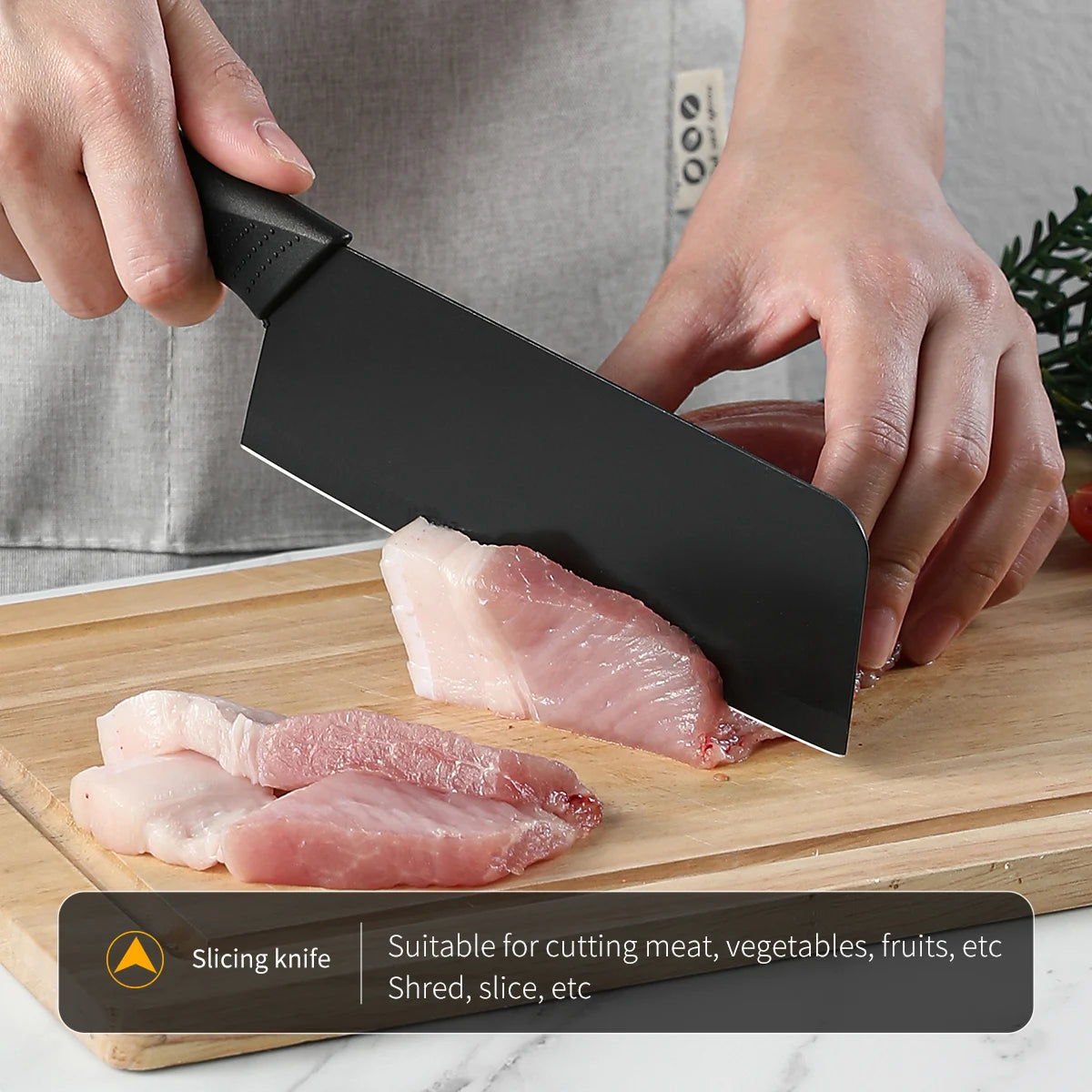 Conjunto de facas de cozinha, incluindo cutelo, faca de chef e faca para frutas, com bloco de facas, adequado para descascar carne e vegetais.
