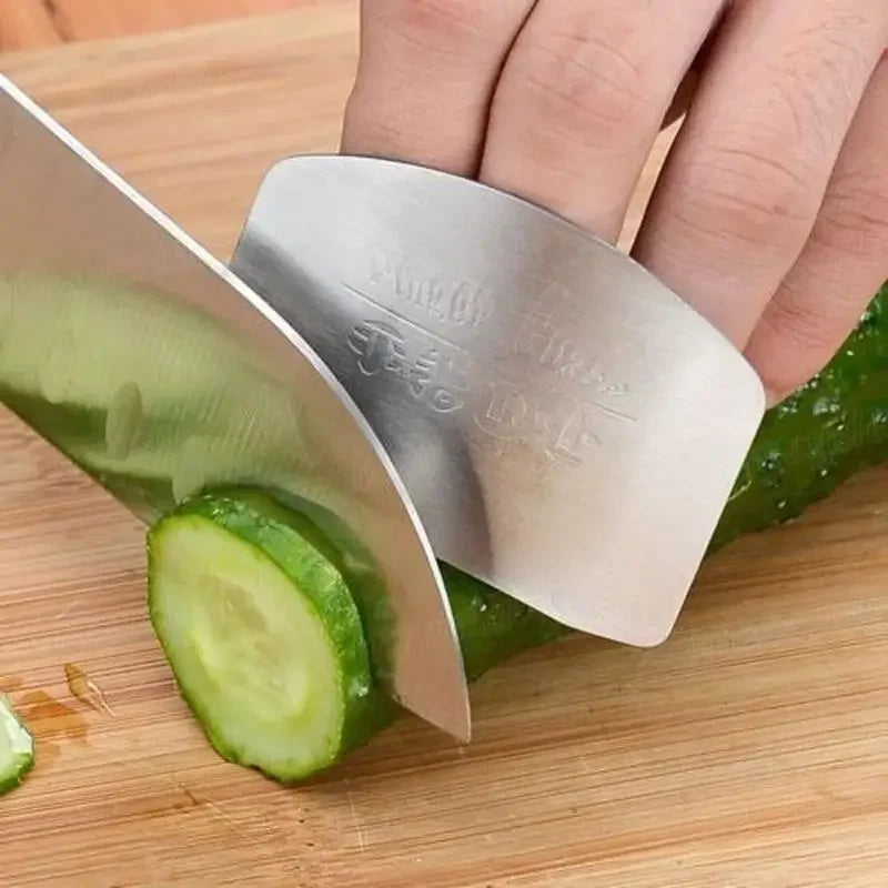 1 pçs ferramenta de cozinha de aço inoxidável mão dedo protetor faca corte fatia guarda segura