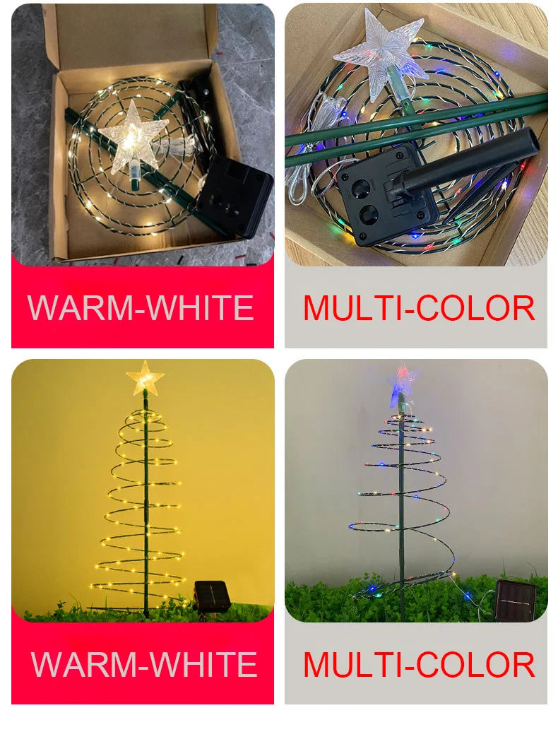 Natal luz solar led luminosa árvore de natal ornamento ao ar livre à prova dwaterproof água lâmpada decorativa corda festival decorações do jardim