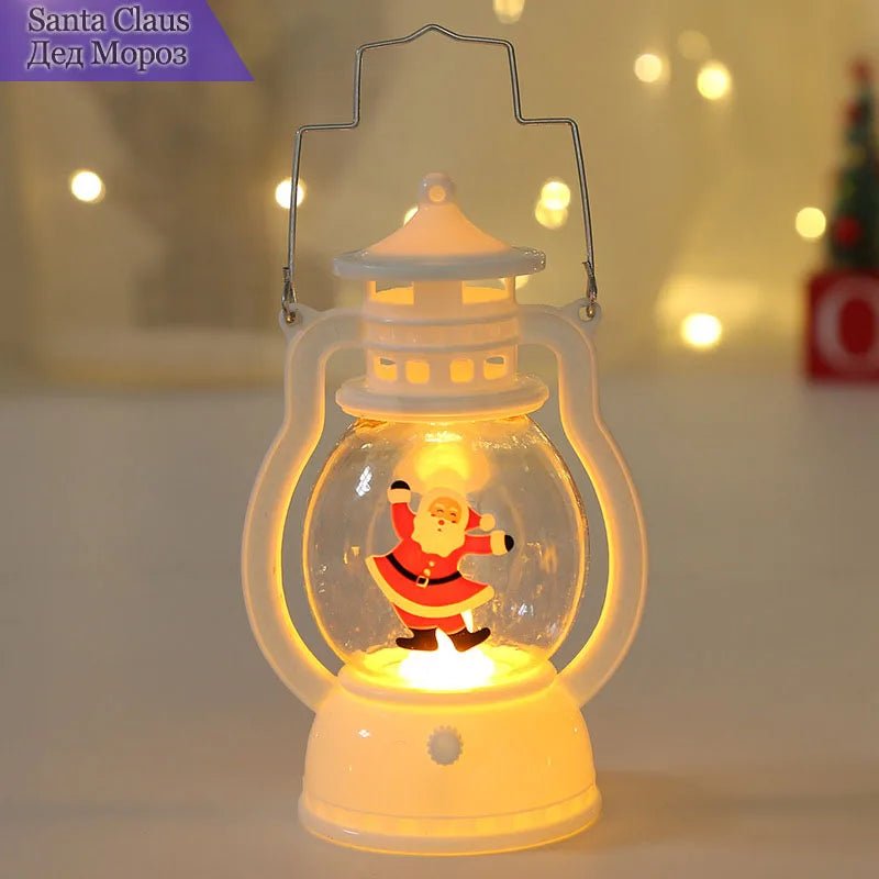 Portátil led natal papai noel boneco de neve lanternas decoração interior luzes alimentado por bateria para casa natal ano novo navidad ornamentos - Kasa & Pet