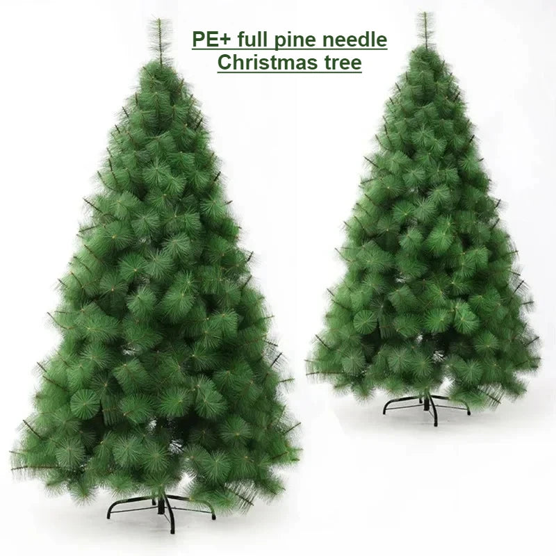 Árvore de Natal artificial com agulhas de pinheiro, 1,2 a 2,1 metros, árvore de Natal verde realista com suporte de metal, para decoração de festas e eventos em casa.