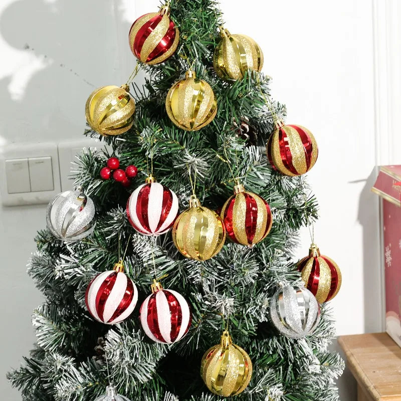 Bolas de Glitter de Natal 24/6x, Enfeites para Árvore de Natal, Bolas Pendentes para Árvore de Natal, Presente de Ano Novo, Decoração para Festa em Casa