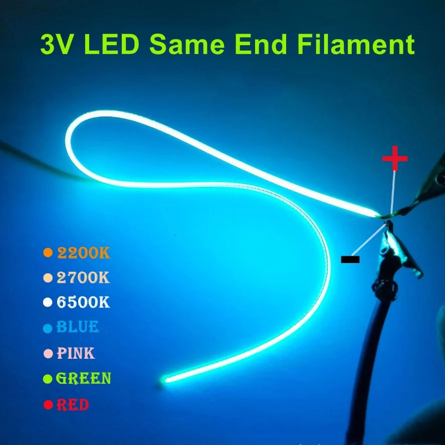 Led mesmo final filamento flexível ultra fino 3v espiral lâmpada filamento retro edison lâmpada peças diodo iluminação tira decoração