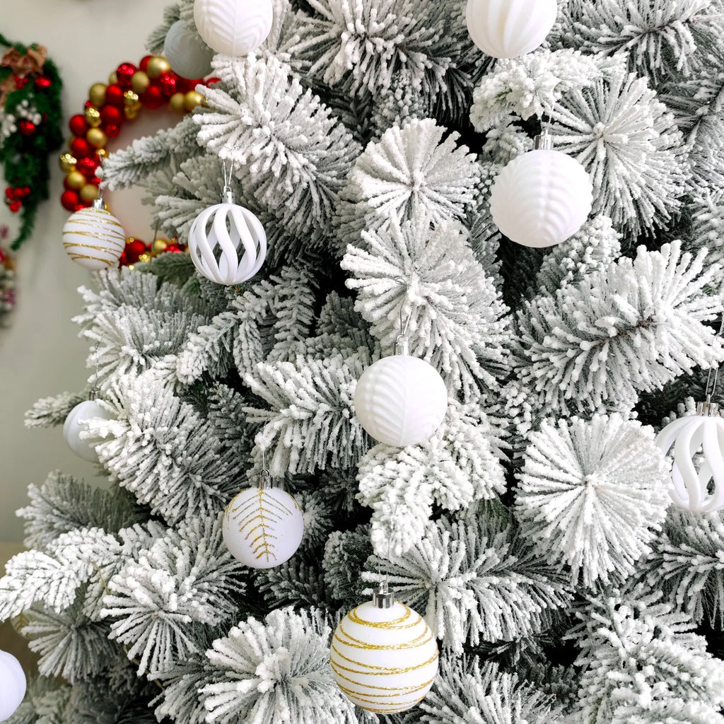 30 Bolas de Natal de Veludo, Enfeites de 6CM, Bolas de Natal Flocadas, Pingentes para Pendurar na Árvore de Natal, Decoração Festiva para Casa
