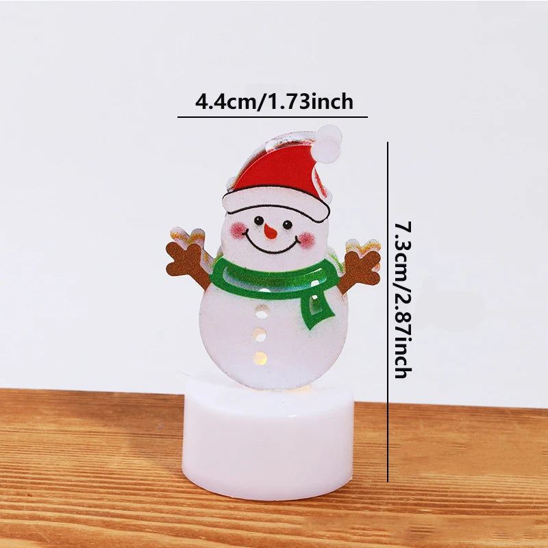 LED Christmas Candle Lamp Decorações, pequena Santa, boneco de neve, árvore de Natal, Holiday Night Lights, Home Party, Jardim