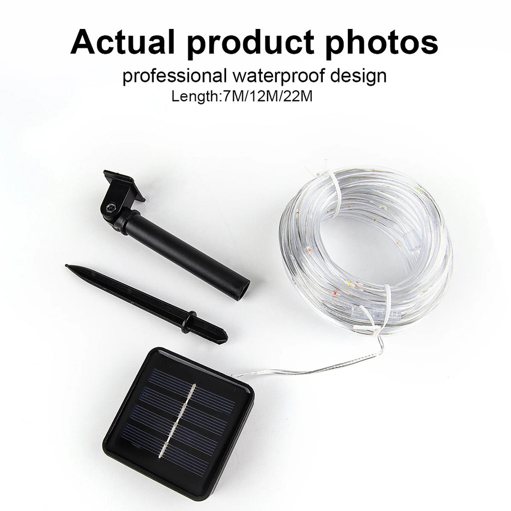 Luzes de Cordão Solar 200 LED à Prova d'Água para Exterior, Luzes de Fada Alimentadas por Energia Solar com 8 Modos para Decoração de Natal em Jardim, Quintal e Árvore