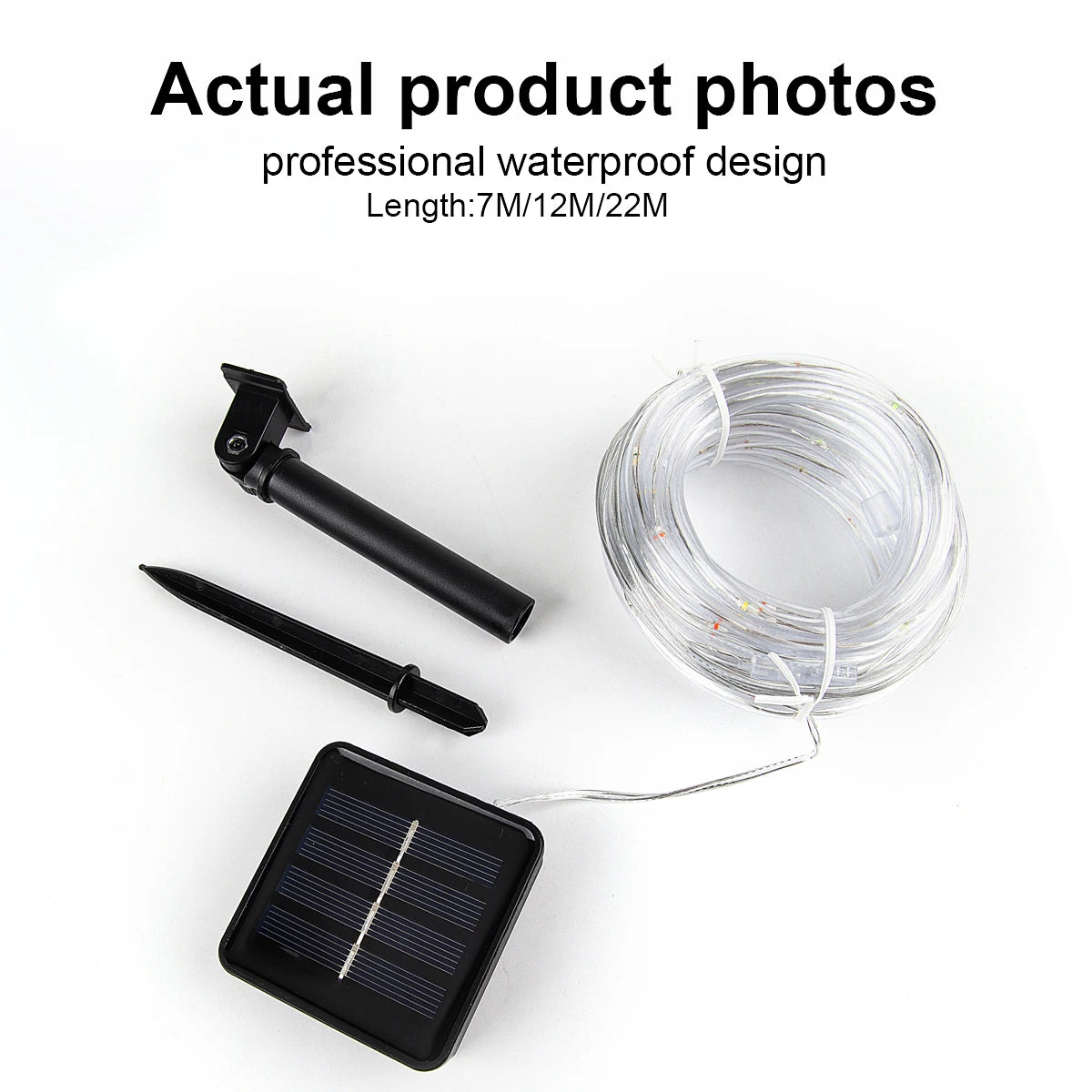 Luzes de Cordão Solar 200 LED à Prova d'Água para Exterior, Luzes de Fada Alimentadas por Energia Solar com 8 Modos para Decoração de Natal em Jardim, Quintal e Árvore