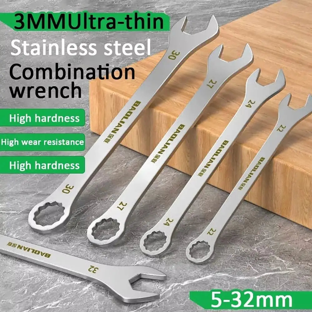 1 pces 5-32mm ultra-fino chave de extremidade aberta dupla-end multi-função chave de catraca 3mm de espessura chave de extremidade aberta