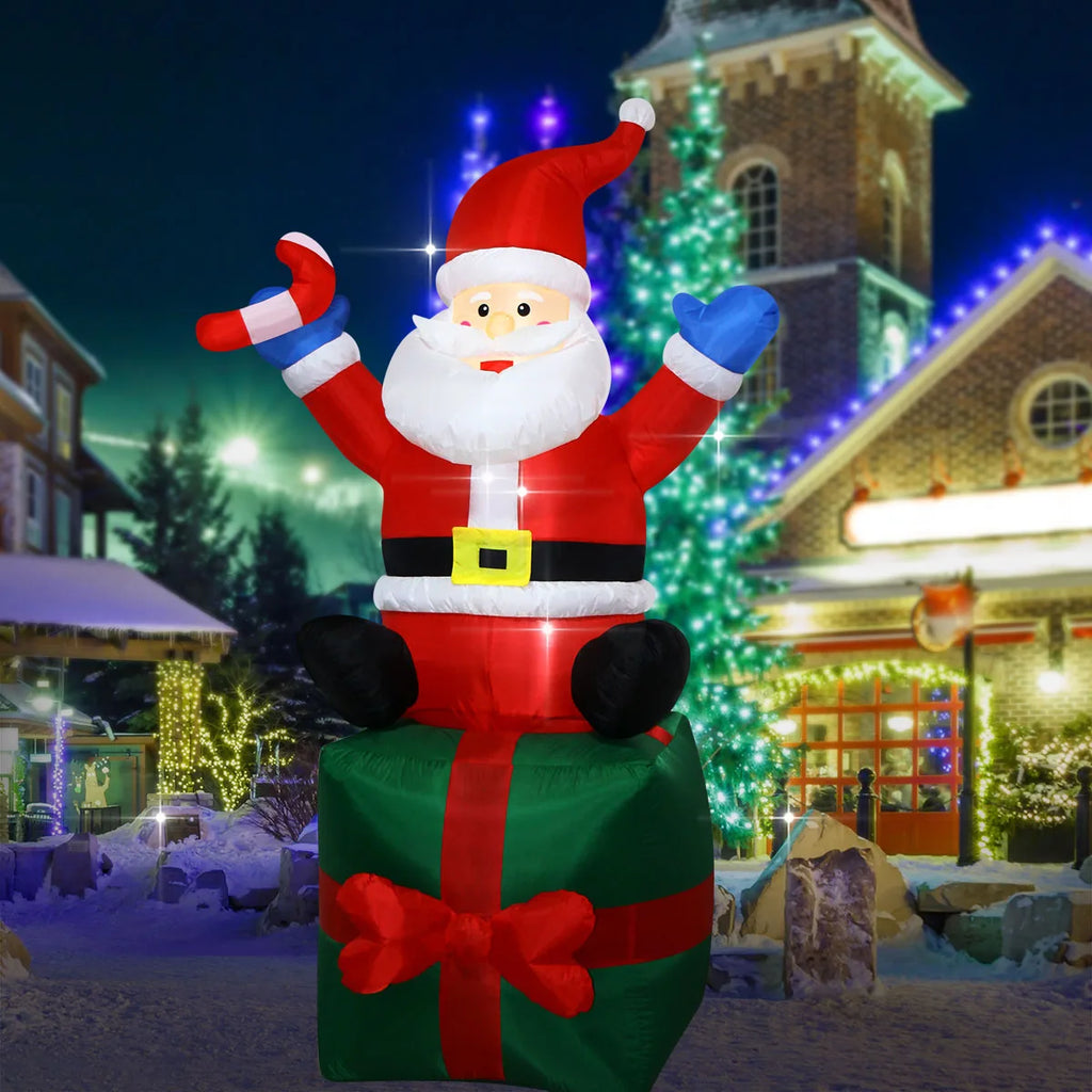 Decorações infláveis de natal-homem de gengibre, boneco de neve brilhante, boneco de neve de ramo, saco de presente boneco de neve decorações de gramado com luz LED
