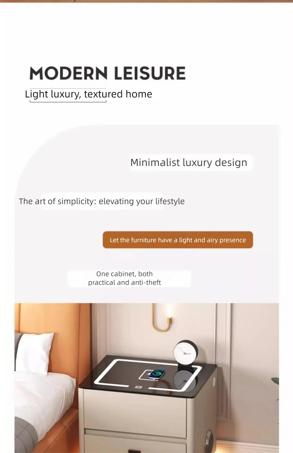Mesa de Cabeceira Inteligente com Armazenamento para Quarto - Móveis para Casa