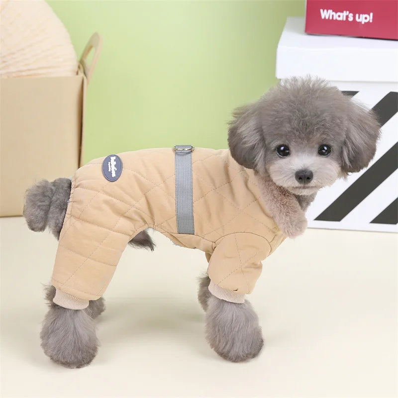 Casaco de estimação grosso colarinho de pele, roupas para cães, macacão, traje chihuahua, casaco pequeno, roupas de cachorro, quente, inverno