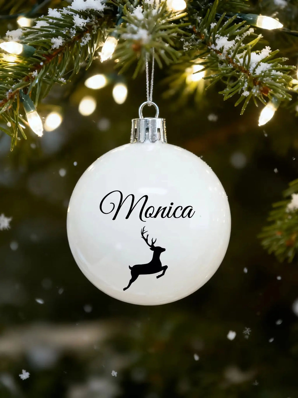 Enfeite de Natal Personalizado com Texto, Bola Decorativa Branca, Presente de Natal, Bola de Decoração de Cena Natalina Personalizada para Pendurar