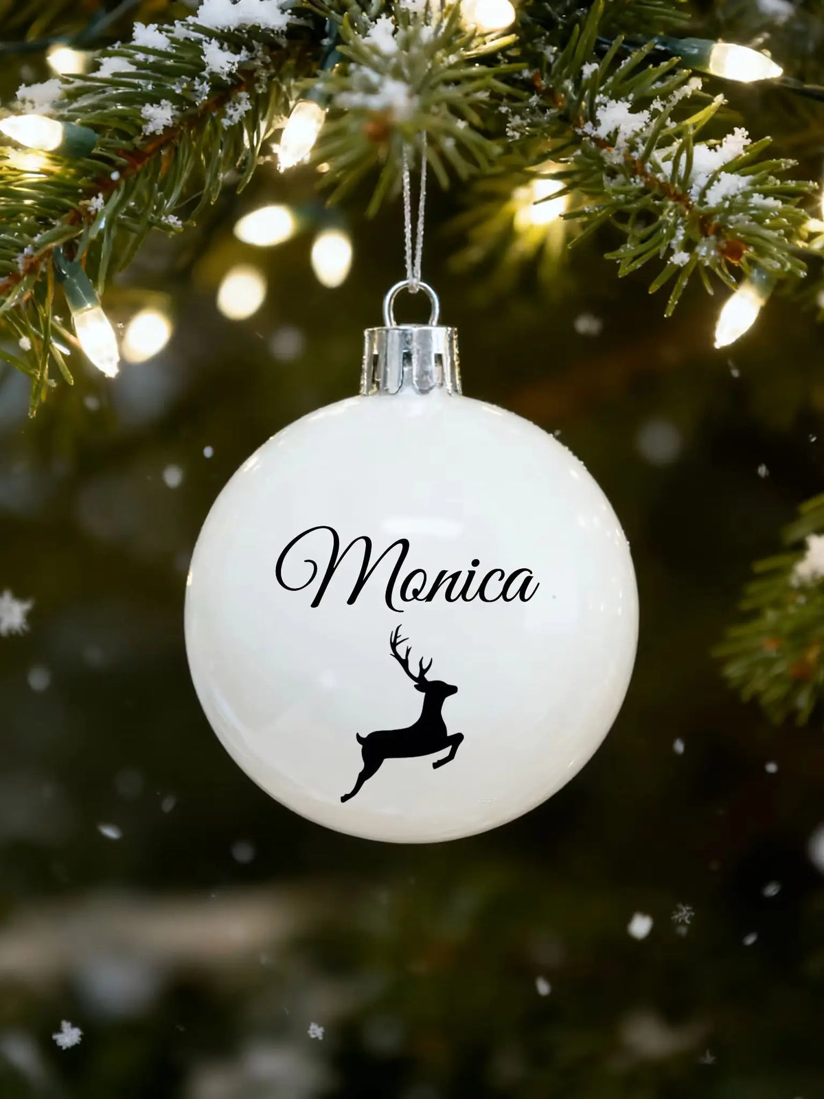 Enfeite de Natal Personalizado com Texto, Bola Decorativa Branca, Presente de Natal, Bola de Decoração de Cena Natalina Personalizada para Pendurar