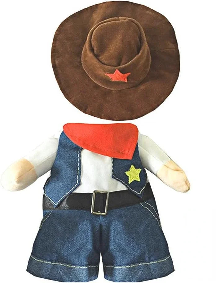 Trajes de Halloween para cães e gatos, uniforme de cowboy ocidental com chapéu, roupa engraçada de cowboy para animais de estimação, fantasia engraçada para gatos e cães pequenos