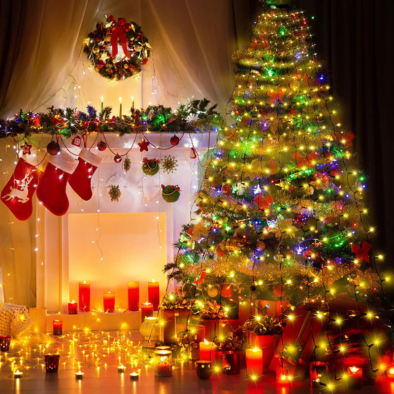 Luzes led para árvore de natal, guirlanda de ano novo para pátio, jardim, 1.5m/2m/3m, luz cascata, decoração de natal 2025
