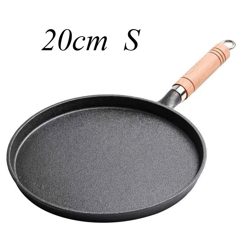 Frigideira de ferro fundido de 26cm, não revestida, antiaderente, ovo, panqueca, crepe, bife, frigideira, fogão de indução a gás, panelas de cozinha Kasa & Pet Store