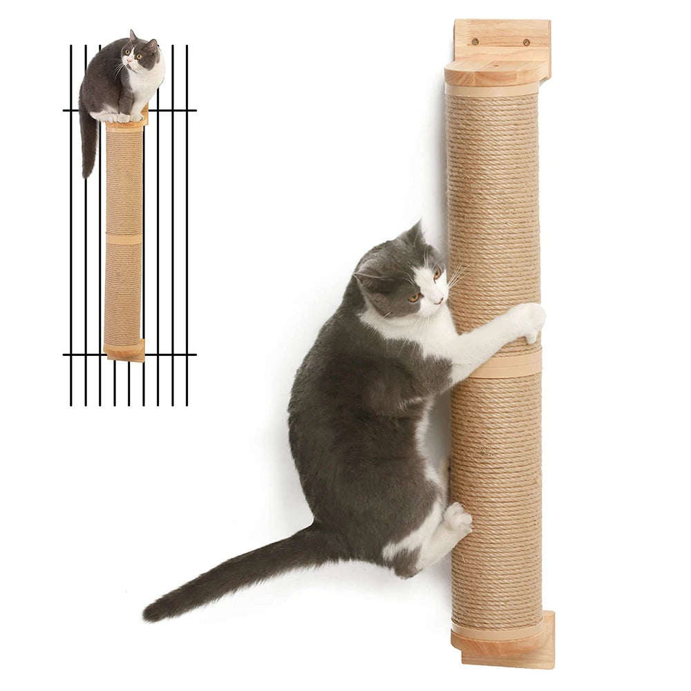 Pós de arranhar para gatos montado na parede, móveis de parede, árvore de madeira para gatos grandes, colunas mais grossas para multi-funções