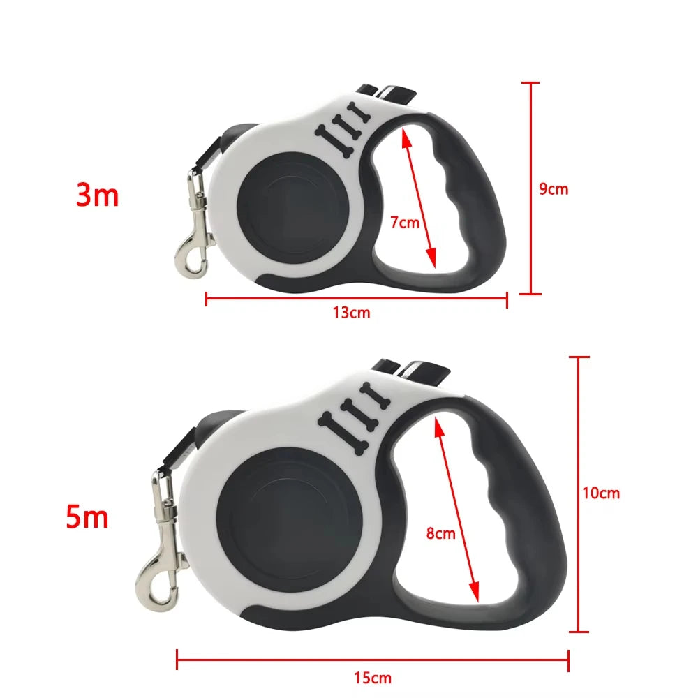 Coleira Retrátil para Cães 3m 5m Automática com Trava de Segurança em Nylon para Cães de Porte Médio, Grande e Pequeno para Caminhadas ao Ar Livre, Trilhas e Viagens