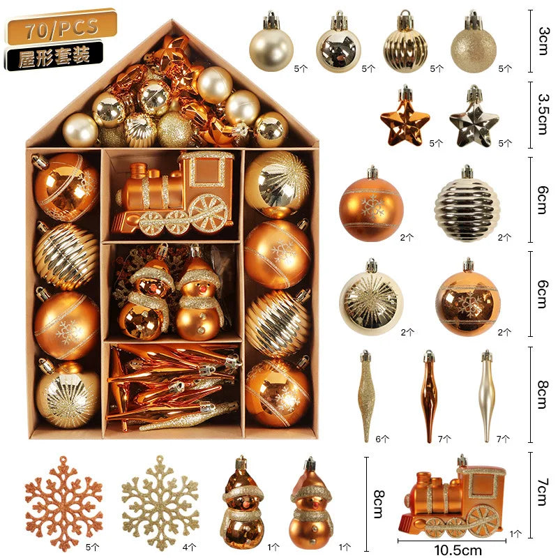 Conjunto de 70 Bolas de Natal para Decoração de Árvore de Natal, Enfeites Pendentes para Casa, Decoração de Natal 2026, Presente de Ano Novo