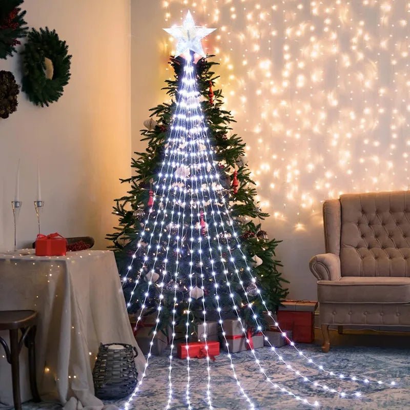 Led estrela cachoeira luzes decorações de natal luzes da corda ornamentos de árvore de natal para casa 2025 navidad natal ano novo 2026