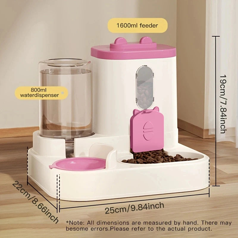 Comedouro de Grande Capacidade para Animais de Estimação com Dispensador Automático de Água Integrado, Tigela para Gatos, Tigela para Cães, Suprimentos para Animais de Estimação