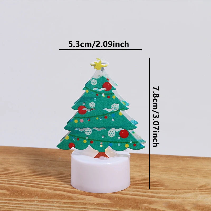 LED Christmas Candle Lamp Decorações, pequena Santa, boneco de neve, árvore de Natal, Holiday Night Lights, Home Party, Jardim