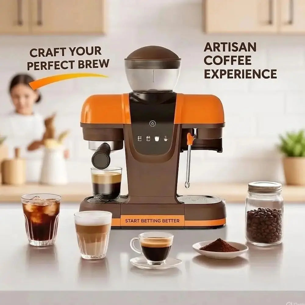 Máquina de Café Espresso Semi Automática I Cafilas 19 Bar com Moedor de Grãos para Cappuccino e Latte com Sistema de Espuma de Leite