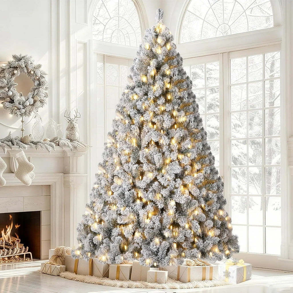 Árvore de Natal artificial com iluminação pré-instalada, em formato de cedro, com base estável, para decoração de interiores