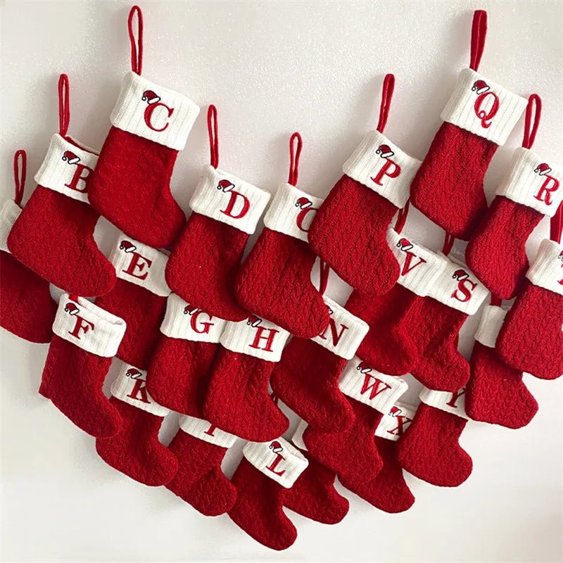 Meias de natal tricô floco de neve carta meia decoração de natal para casa 2024 ornamento de árvore de natal presente navidad natal 2025