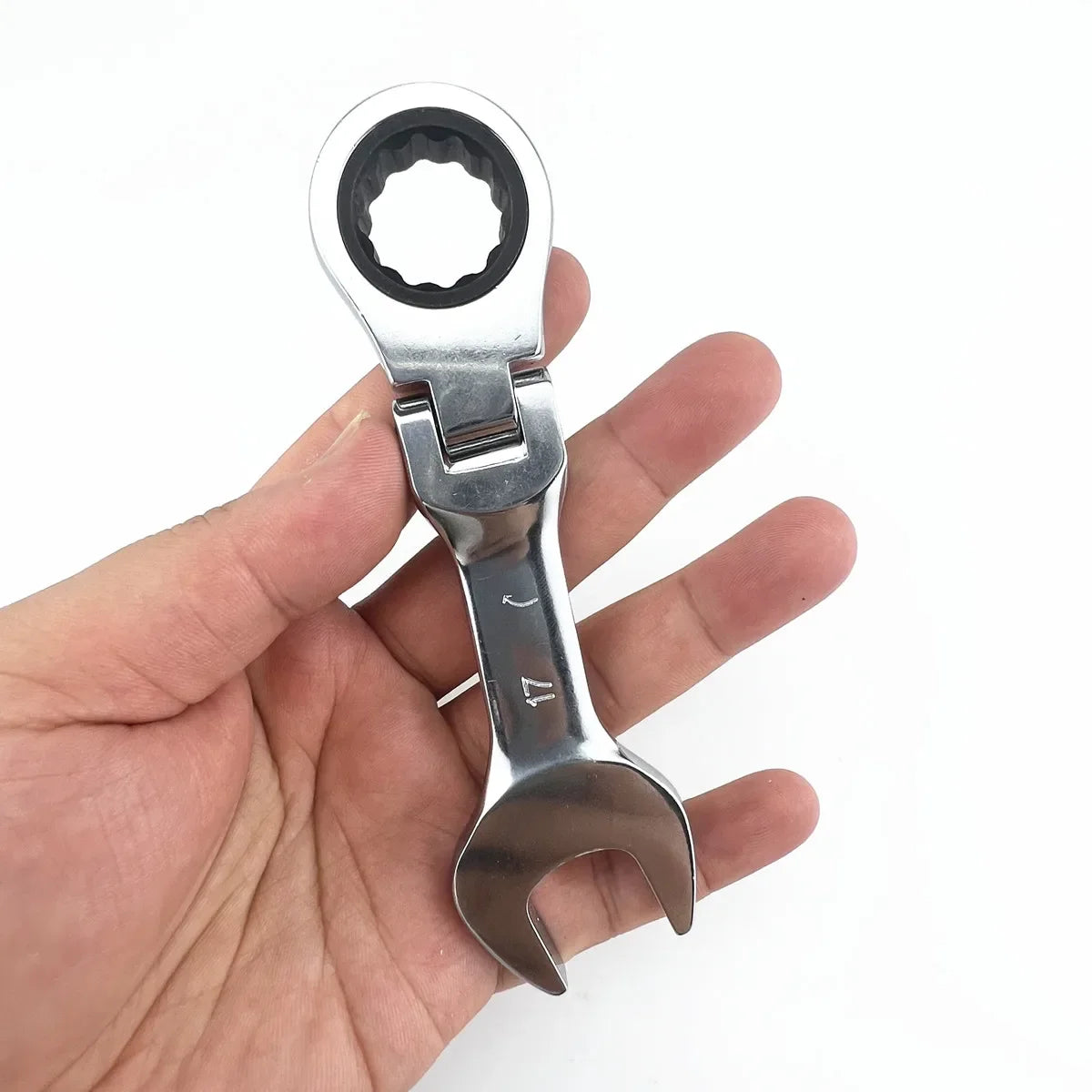 Mini chave de catraca de alça curta com cabeça móvel, chave de extremidade aberta rápida de dupla finalidade, ferramenta de hardware, chave de economia de trabalho
